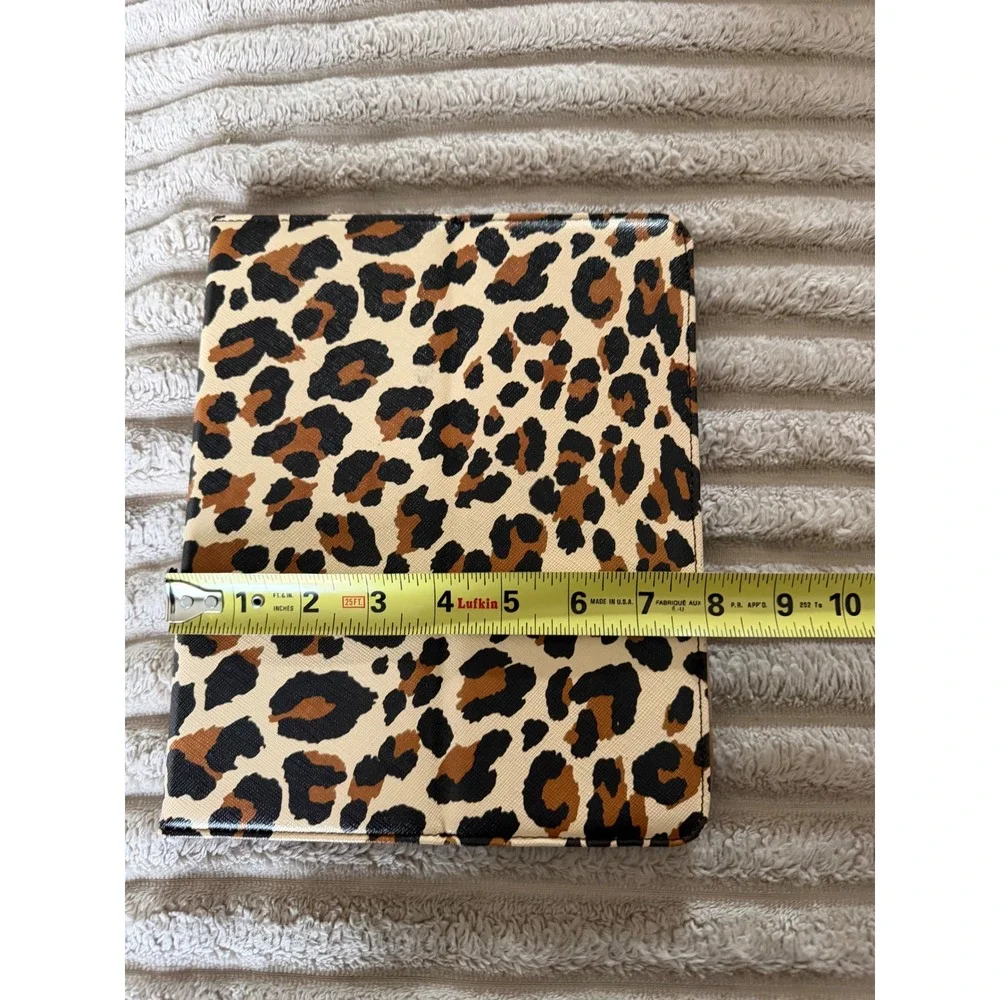 Tory Burch Leopard Print iPad Case Saffiano Leather Tech Accessory Tan Brown‎